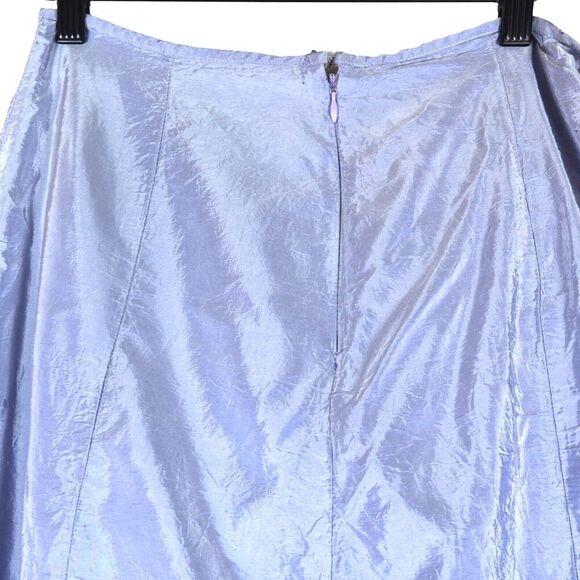 Y2K Vtg BEBE Purple Gray Iridescent Maxi Skirt Balloon Ruched Futuristic Medium - Picture 8 of 10